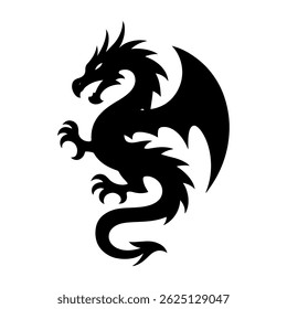 Tribal Dragon Silhouette Design. vector: Ideal for use as a tattoo, icon, web graphic design, and infographic concepts."