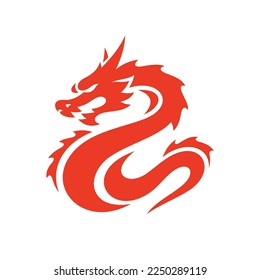 Tribal dragon silhouette illustration. Dragon vector icon