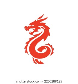 Tribal dragon silhouette illustration. Dragon vector icon