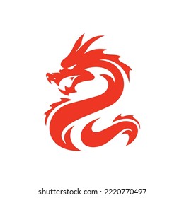 Tribal dragon silhouette logo design. Dragon vector illustration