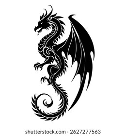 Tribal Dragon Silhouette Tattoo Design