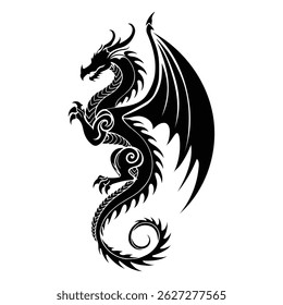 Tribal Dragon Silhouette Tattoo Design