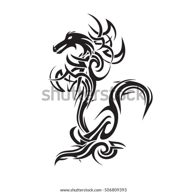 Tribal Dragon Tattoo Art Vector Illustration Stock Vector (Royalty Free ...