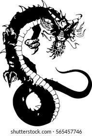 Tribal Dragon Tattoo Design Illustration