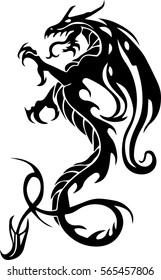 Tribal Dragon Tattoo Design Illustration