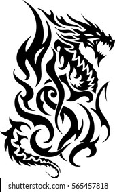 Tribal Dragon Tattoo Design Illustration