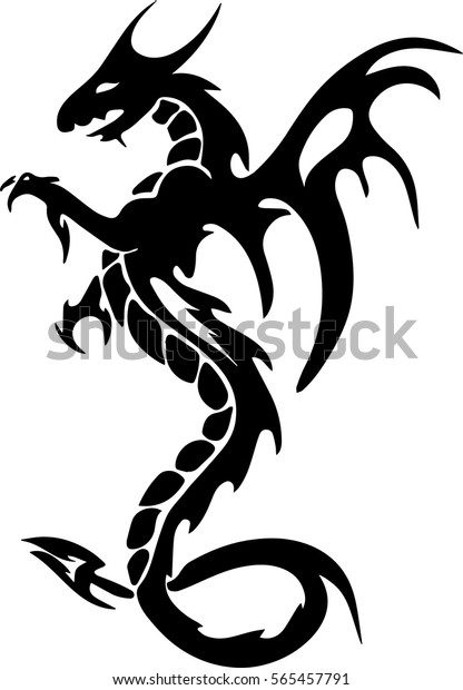 Tribal Dragon Tattoo Design Illustration Stock Vector (Royalty Free ...