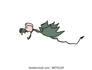 tribal dragon tattoo. hand drawn vector illustration