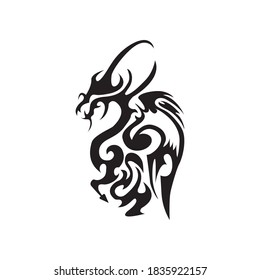 El tatuaje tribal del dragón tiene alas, el diseño del vector de logotipos Ilustración