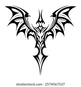 tribal dragon tattoo. dragon logo. vector drawing of an abstract sword in the form of a dragon.