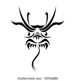 Tribal dragon tattoo. Vector illustration on white background.