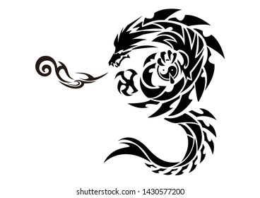 Tribal Dragon for tattoo.Tattoo design.