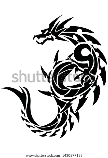 Tribal Dragon Tattootattoo Design Stock Vector (Royalty Free) 1430577158