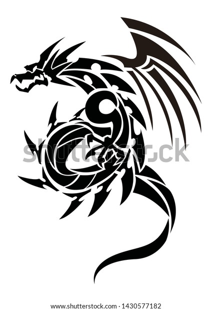 Tribal Dragon for\
tattoo.Tattoo design.