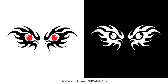 Tribal eagle eyes logo vector. Bold predator eye symbol ideal for gaming, esports, tattoo, mascot branding, apparel, and powerful visual identity designs.