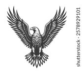 Tribal Eagle Head with Fierce Expression – Bold Black and White Line Art Design"
