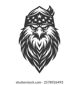 Tribal Eagle Head with Fierce Expression – Bold Black and White Line Art Design silhouette vector design"