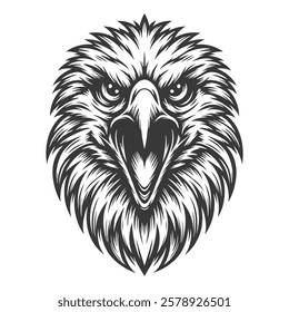 Tribal Eagle Head with Fierce Expression – Bold Black and White Line Art Design silhouette vector design"