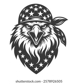 Tribal Eagle Head with Fierce Expression – Bold Black and White Line Art Design silhouette vector design"