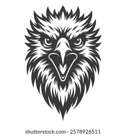 Tribal Eagle Head with Fierce Expression – Bold Black and White Line Art Design silhouette vector design"