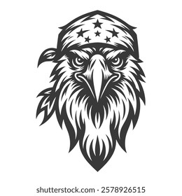 Tribal Eagle Head with Fierce Expression – Bold Black and White Line Art Design silhouette vector design"