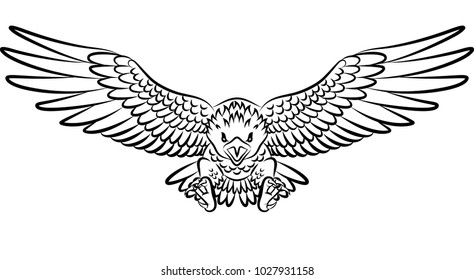 Tribal eagle tattoo isolated on white background
