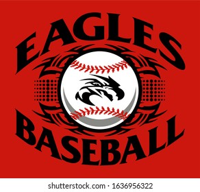 tribal eagles baseball team design with mascot head inside ball for school, college or league