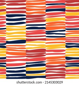 Patrón ininterrumpido de color tribal de tierra. Resumen de la técnica textil tejida étnica de impresión vectorial. Fondo colorido de estilo africano