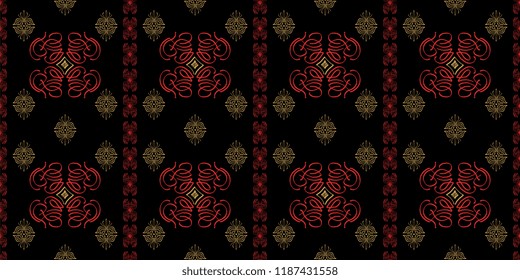 Tribal elegant pattern with hand drawn ethnic symbol golden style colors. Vector illustration for fashion wrapping and textile print.