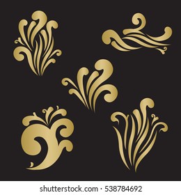 Tribal element set. May be used for tattoo. Gold and black color