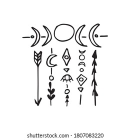 Tribal elements collection. Ethnic collection with arrows. Navajo elements for design. Vector set with tribal, Indian, Aztec, hipster, boho elements.