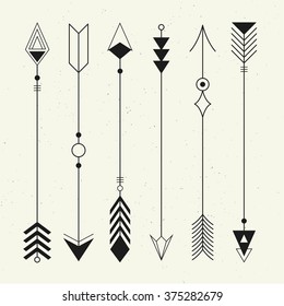 Tribal elements collection. Ethnic collection with arrows, Navajo elements for design. Vector set with tribal, Indian, Aztec, hipster, boho elements.