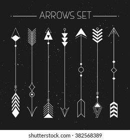 Tribal elements collection. Ethnic collection with arrows, Navajo elements for design. Vector set with tribal, Indian, Aztec, hipster, boho elements.