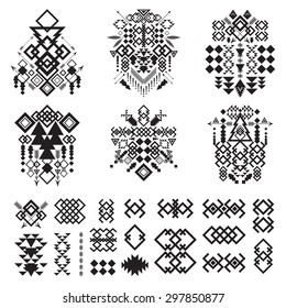 Tribal elements collection. Vector illustration set, aztec design.
