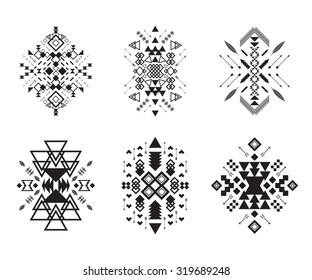 Tribal elements collection. Vector illustration set. aztec design.
