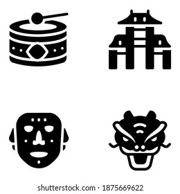 
Tribal Elements of Hong Kong Solid Icons Pack
