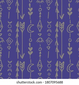 Tribal elements seamless pattern. Ethnic Navajo, Indian, Aztec, hipster, boho background for design.