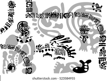 Tribal elements and symbols.
Images of characters of ancient American Indians.The Aztecs, Mayans, Incas.
