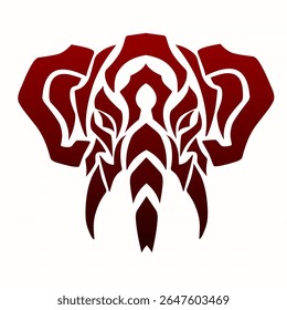 Tribal Elephant Head Vector Logo with Fierce Red Eyes