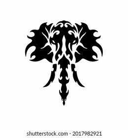 Tribal Elephant Logo. Tattoo Design. Stencil Vector Illustration