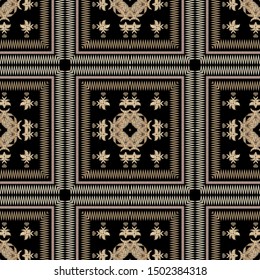 Tribal embroidery colorful vector seamless pattern. Checkered striped textured background. Tapestry repeat grunge ethnic backdrop. Embroidered stitching zigzag stripes, borders, frames, squares.