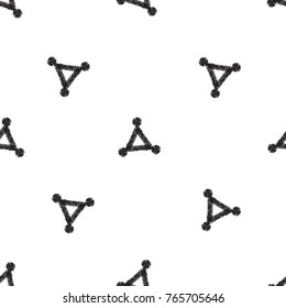 Tribal embroidery with dot pointed triangles. Vector abstract seamless pattern. Black graphic on white background. Geometric embroideries shapes in minimalistic ethnic, boho, aztec, hipster style.