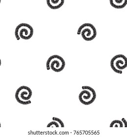 Tribal embroidery with spirals. Vector abstract seamless pattern. Black graphic on white background. Geometric embroideries shapes in minimalistic ethnic, boho, aztec, hipster style.