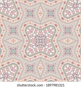 Tribal endlose Muster Grafikdesign. Boho geometrische Struktur. Fliesenprint im ethnischen Stil. Mosaikmotive im amerikanischen Stil.