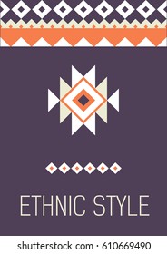 Tribal ethic colorful brochure flyer with nice geometric abstract design elements, template for cover or card ornament