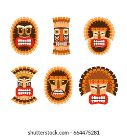 Tribal ethnic african ritual masks set. Vector illustration