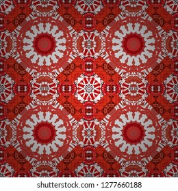 Tribal ethnic arabic, indian, turkish patern ornament. Seamless pattern with the pre-existing geometry in the drawing. Vector traditional oriental background in white, red and pink colors.