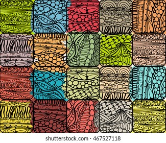 Tribal or ethnic arabic pattern with waves, lines, circles, triangles,dots and curls. Can be used for fashion trendy print design or cover.