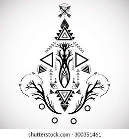 Tribal Ethnic Aztec Geometric Element. Vector Illustration. Ornament Decorative Symbol isolated on White Background. 