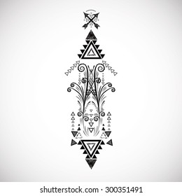 Tribal Ethnic Aztec Geometric Element. Vector Illustration. Ornament Decorative Symbol isolated on White Background. 